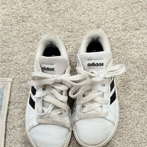 Adidas Kids White and Black Striped Sneakers